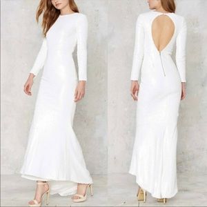 Line & Dot White Sequin Evening Gown Small Dress